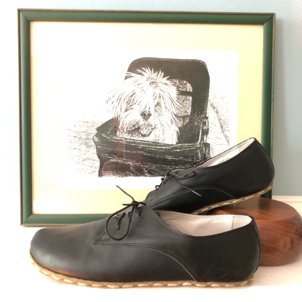 Aintap Handcrafted Black Leather Oxfords